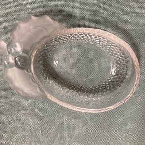 Vintage Studio Nova Clear Glass Holly Leaf Candy / Trinket Dish